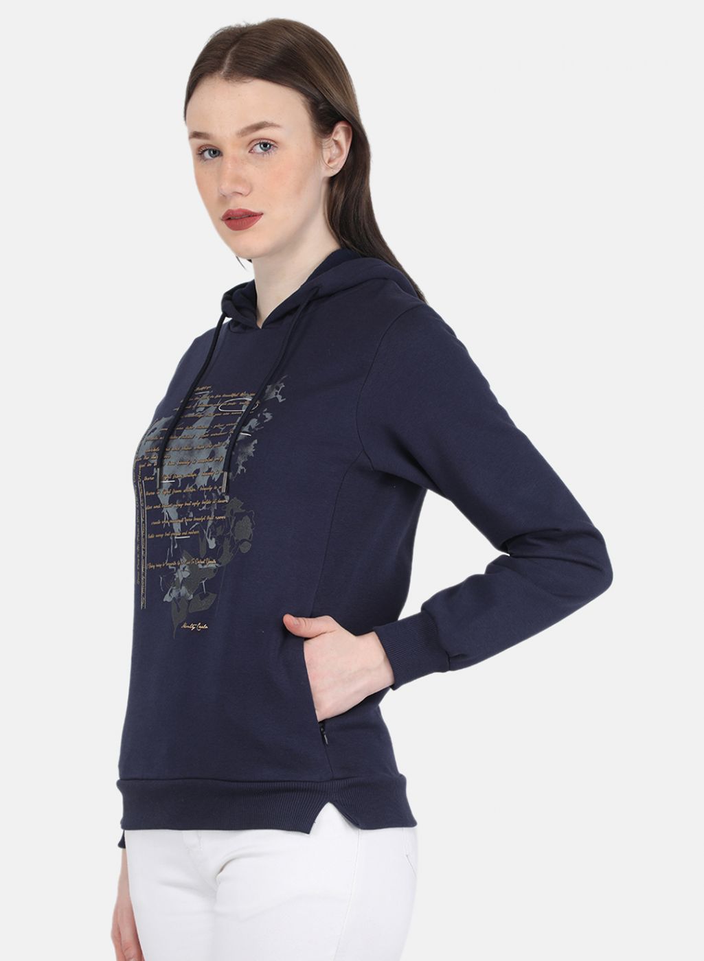 Women Blue Printed Sweatshirt