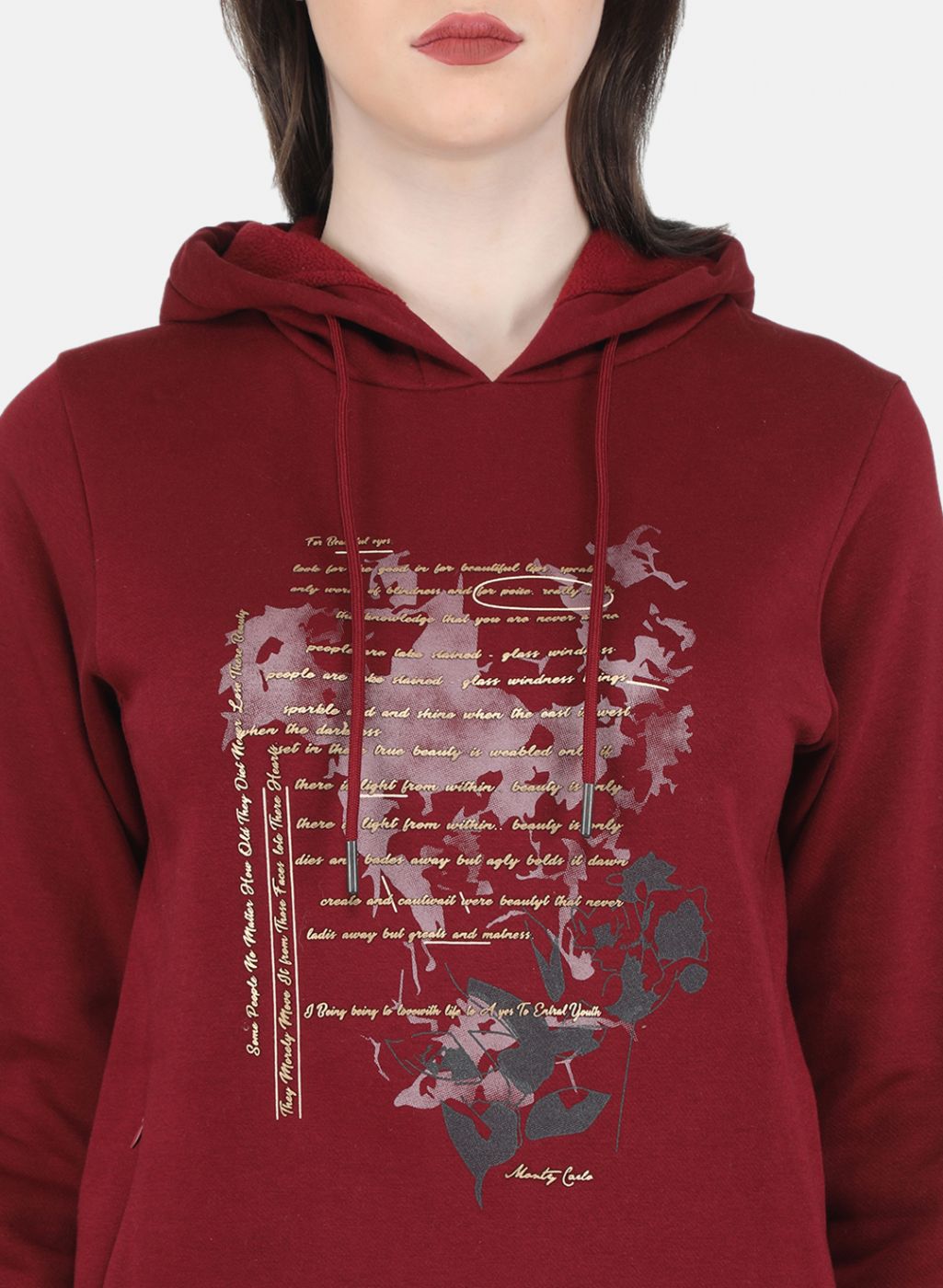 Women Maroon Printed Sweatshirt