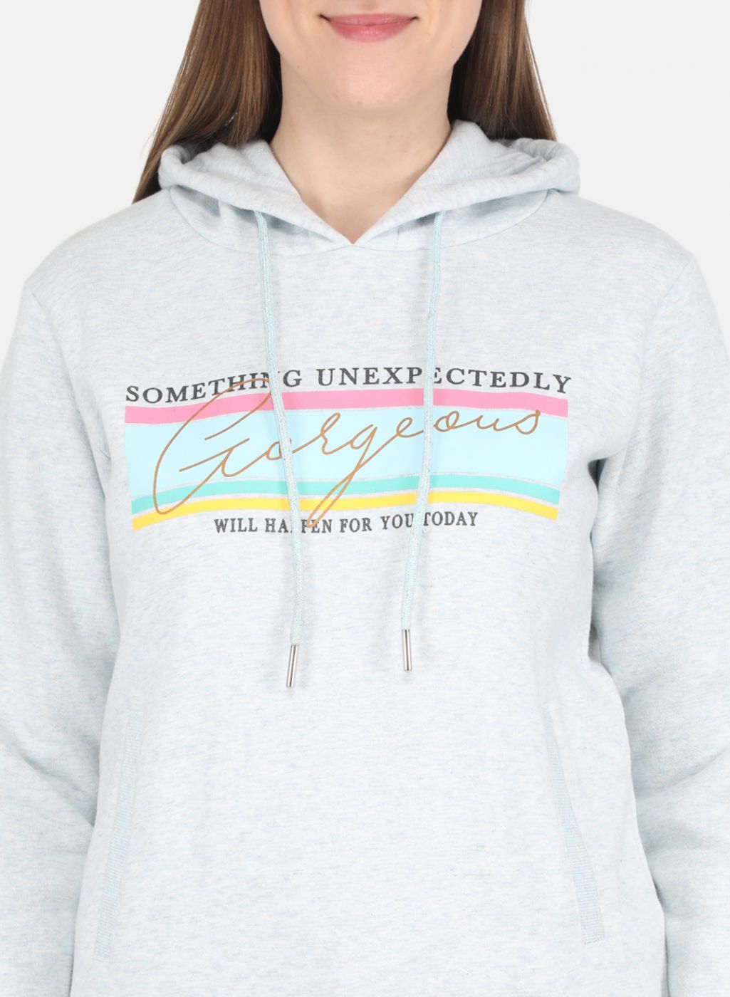 Women Sky Blue Printed Sweatshirt