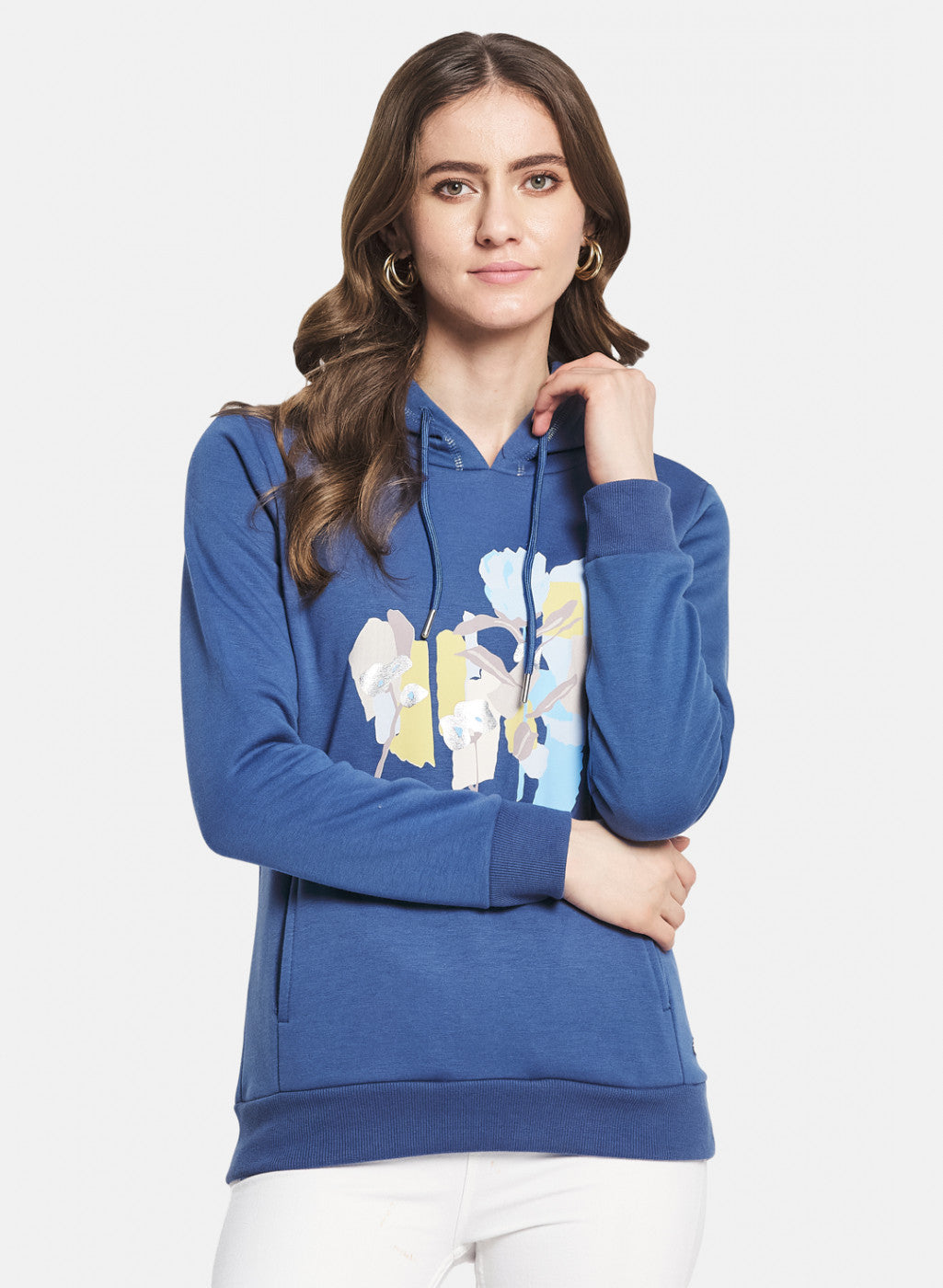 Women Blue Printed Sweatshirt