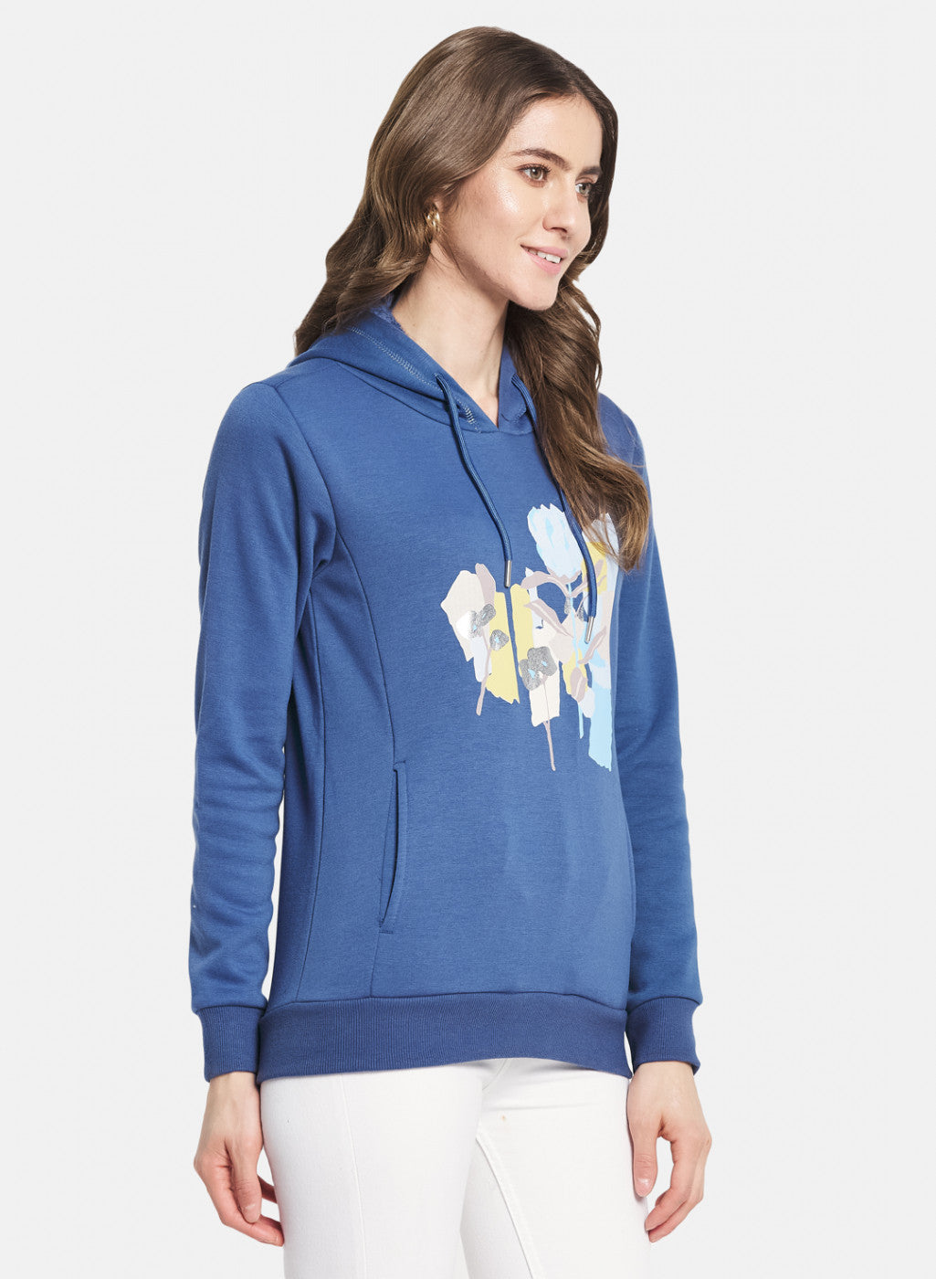 Women Blue Printed Sweatshirt