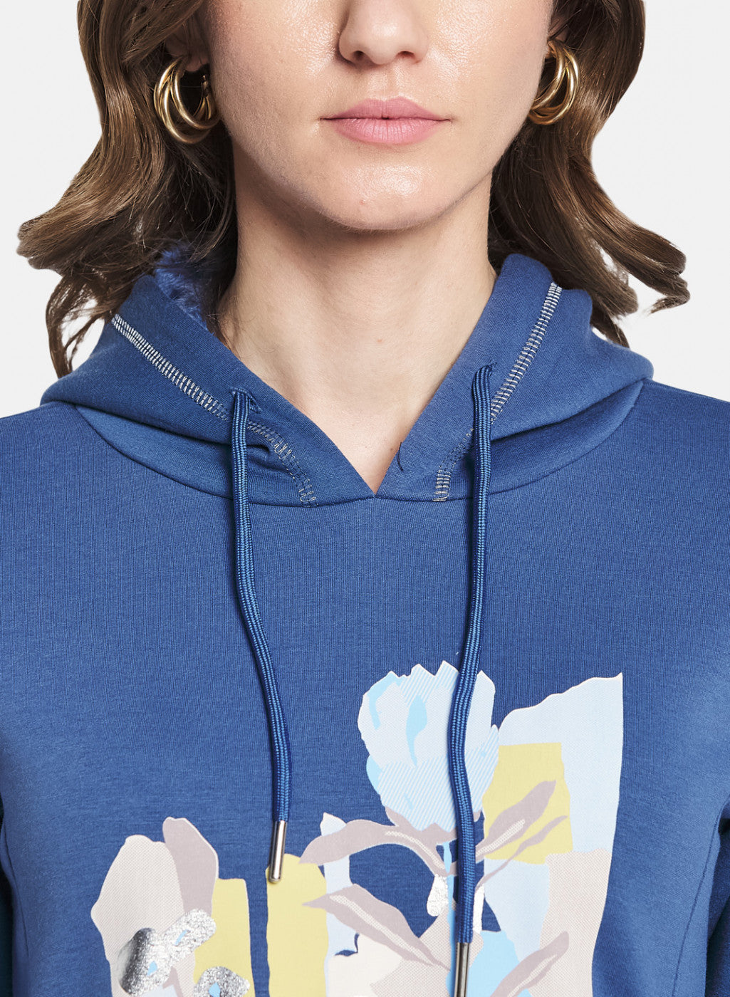 Women Blue Printed Sweatshirt