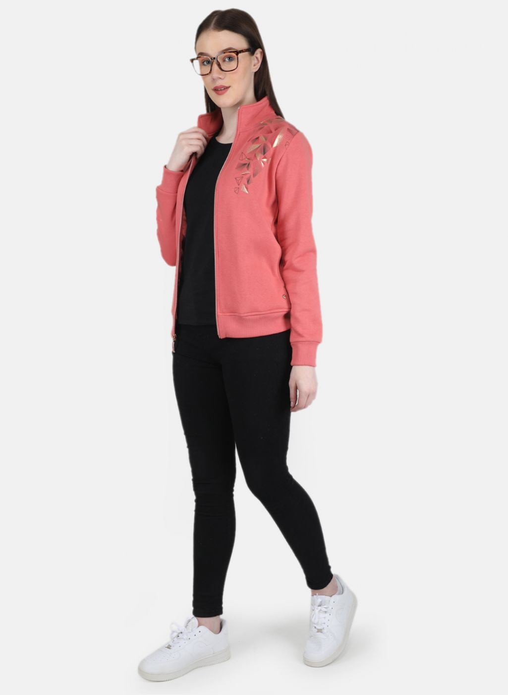 Women Peach Printed Sweatshirt