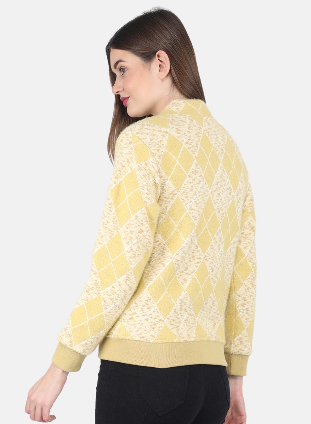 Women Mustard Jaquard Sweatshirt