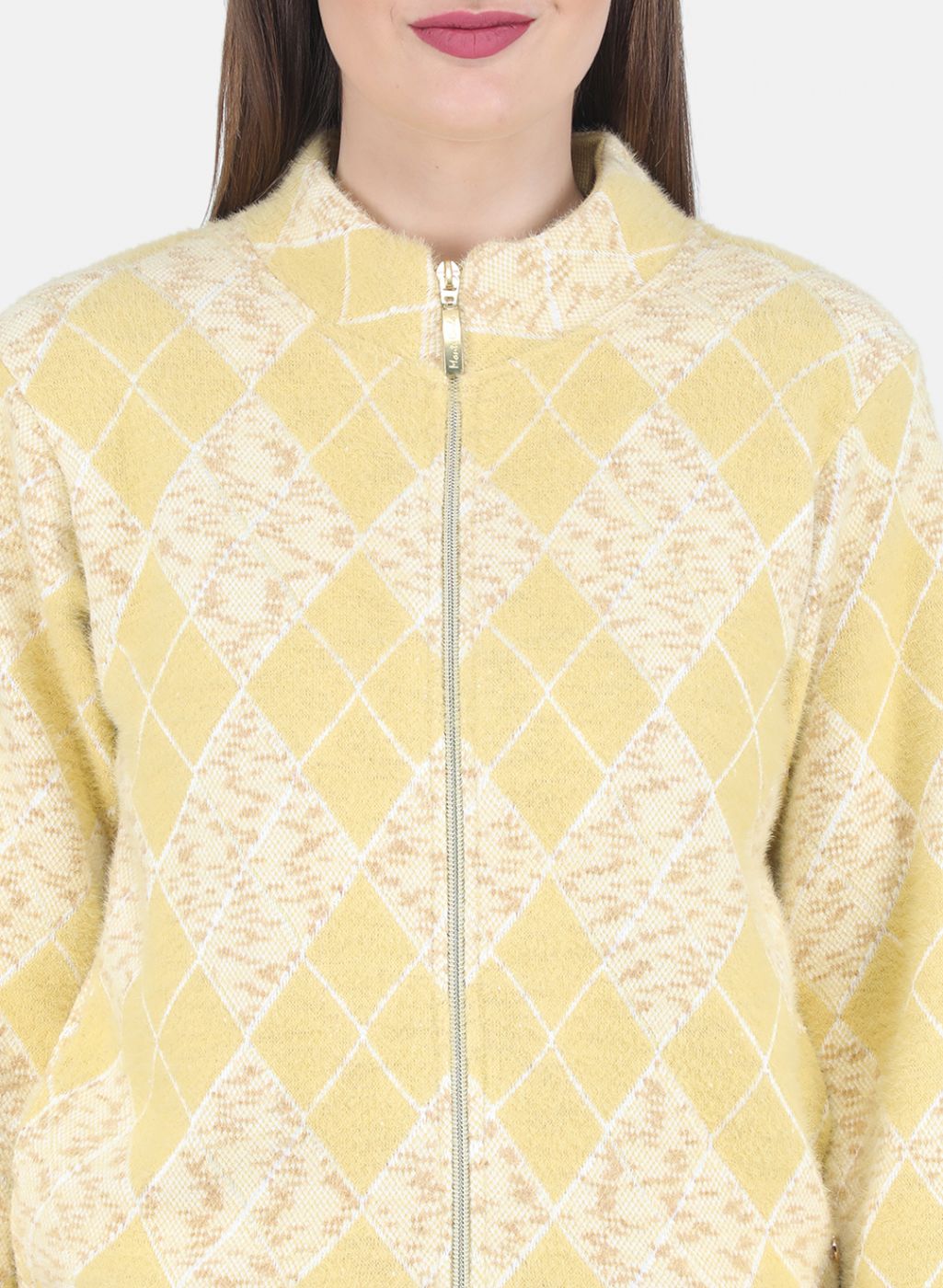 Women Mustard Jaquard Sweatshirt