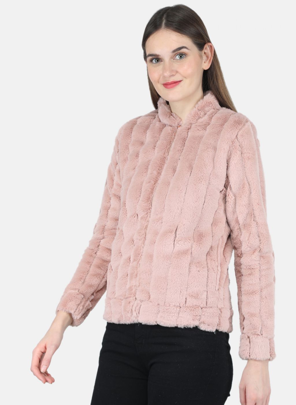 Women Pink Self design Sweatshirt