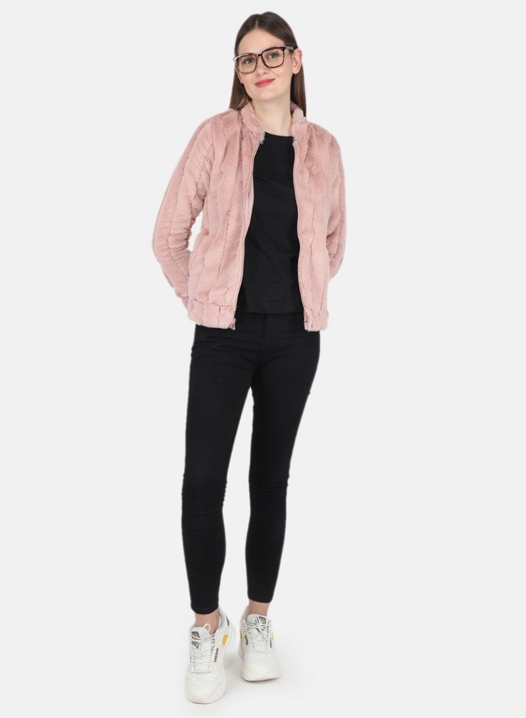 Women Pink Self design Sweatshirt