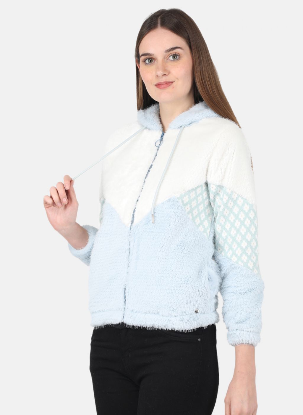 Women Blue Printed Sweatshirt