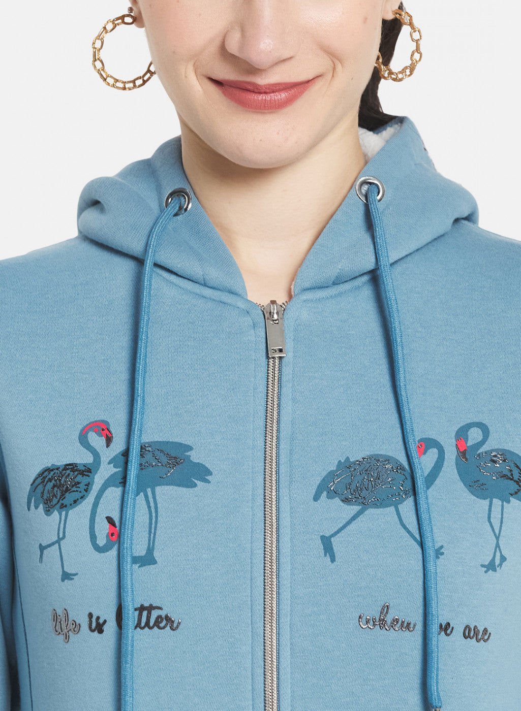Women Blue Printed Sweatshirt