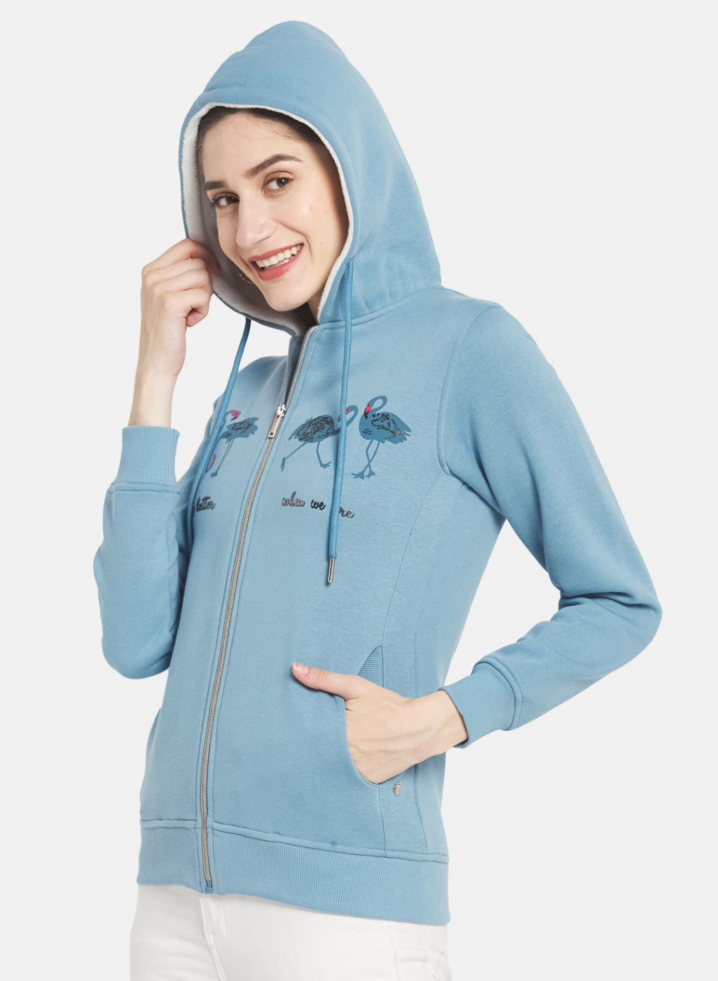 Women Blue Printed Sweatshirt