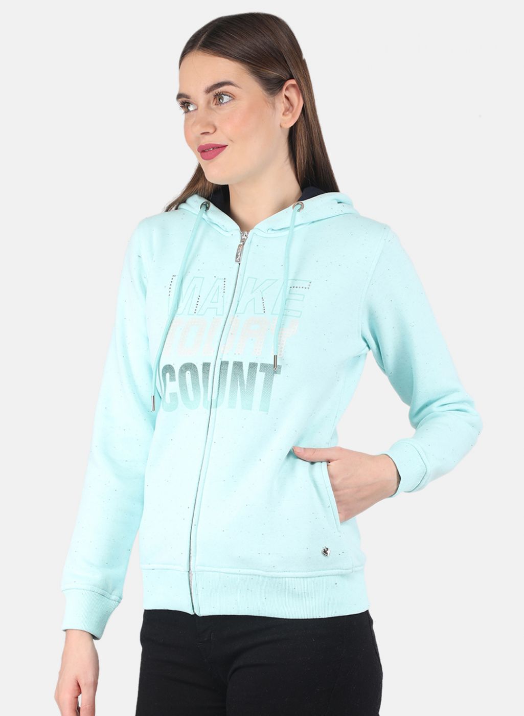 Women Blue Printed Sweatshirt