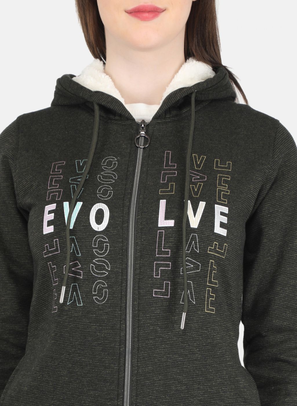 Women Olive Printed Sweatshirt