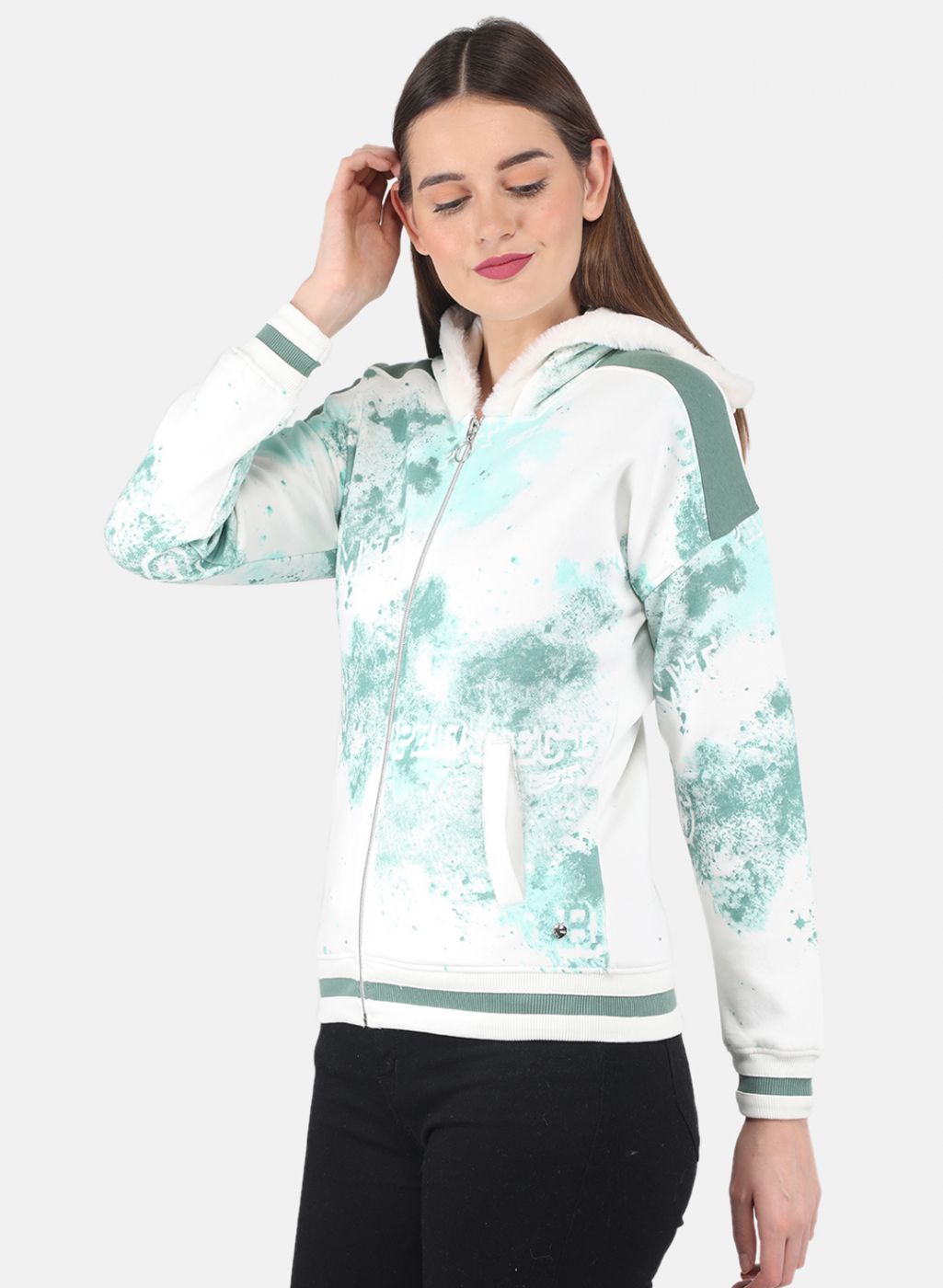 Women Off White Printed Sweatshirt