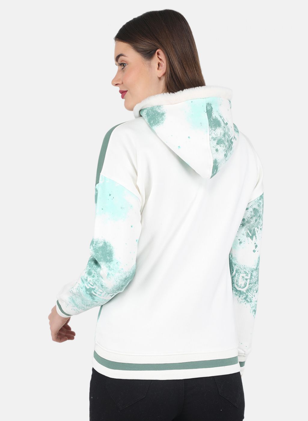 Women Off White Printed Sweatshirt