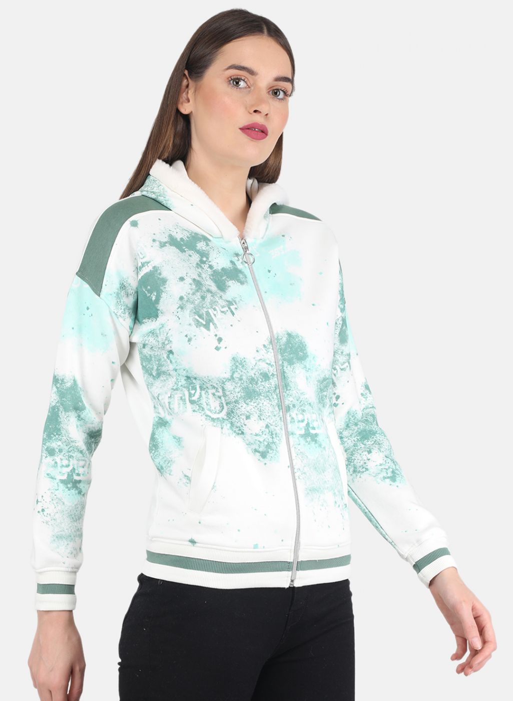 Women Off White Printed Sweatshirt