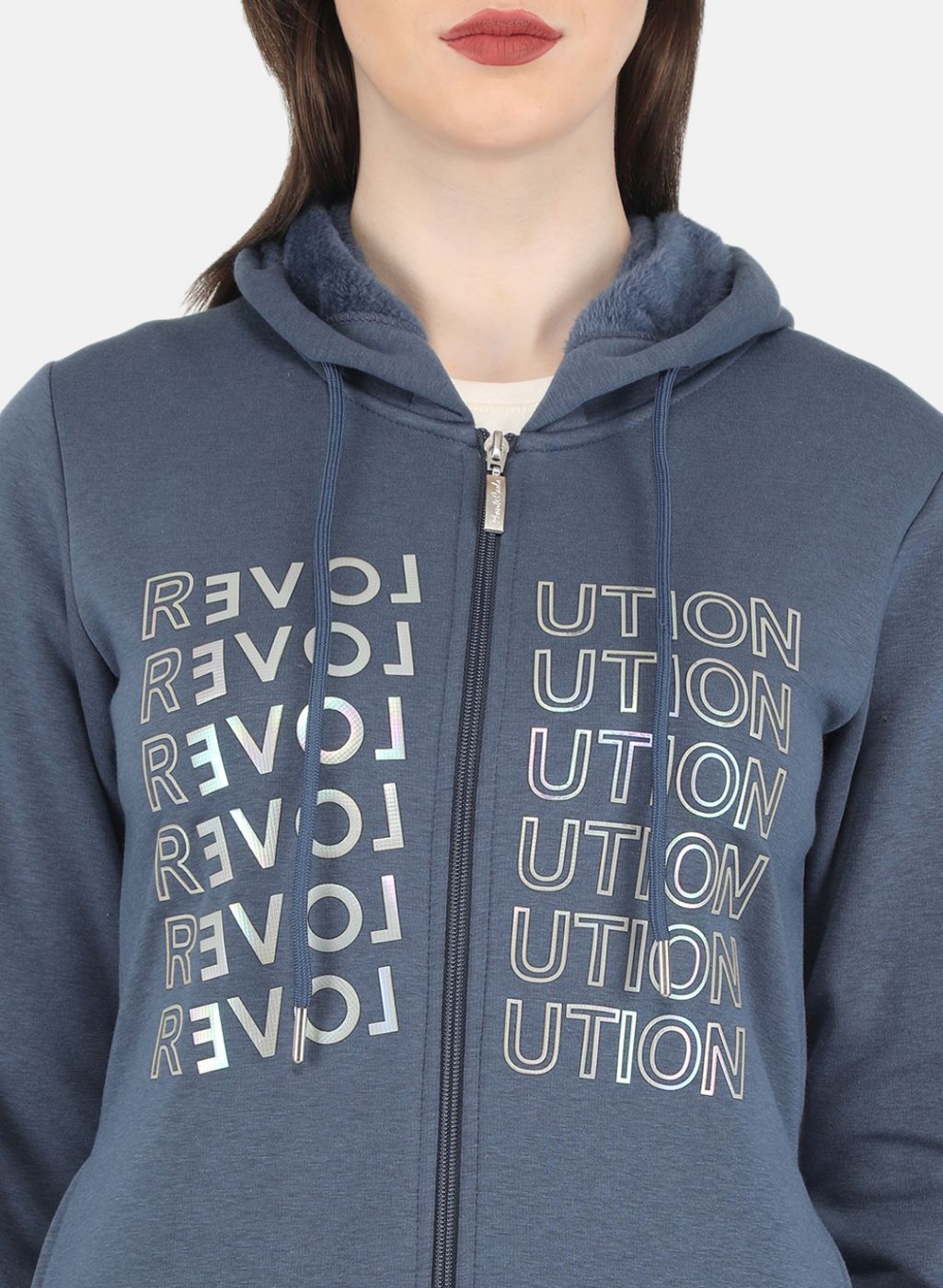 Women Blue Printed Sweatshirt