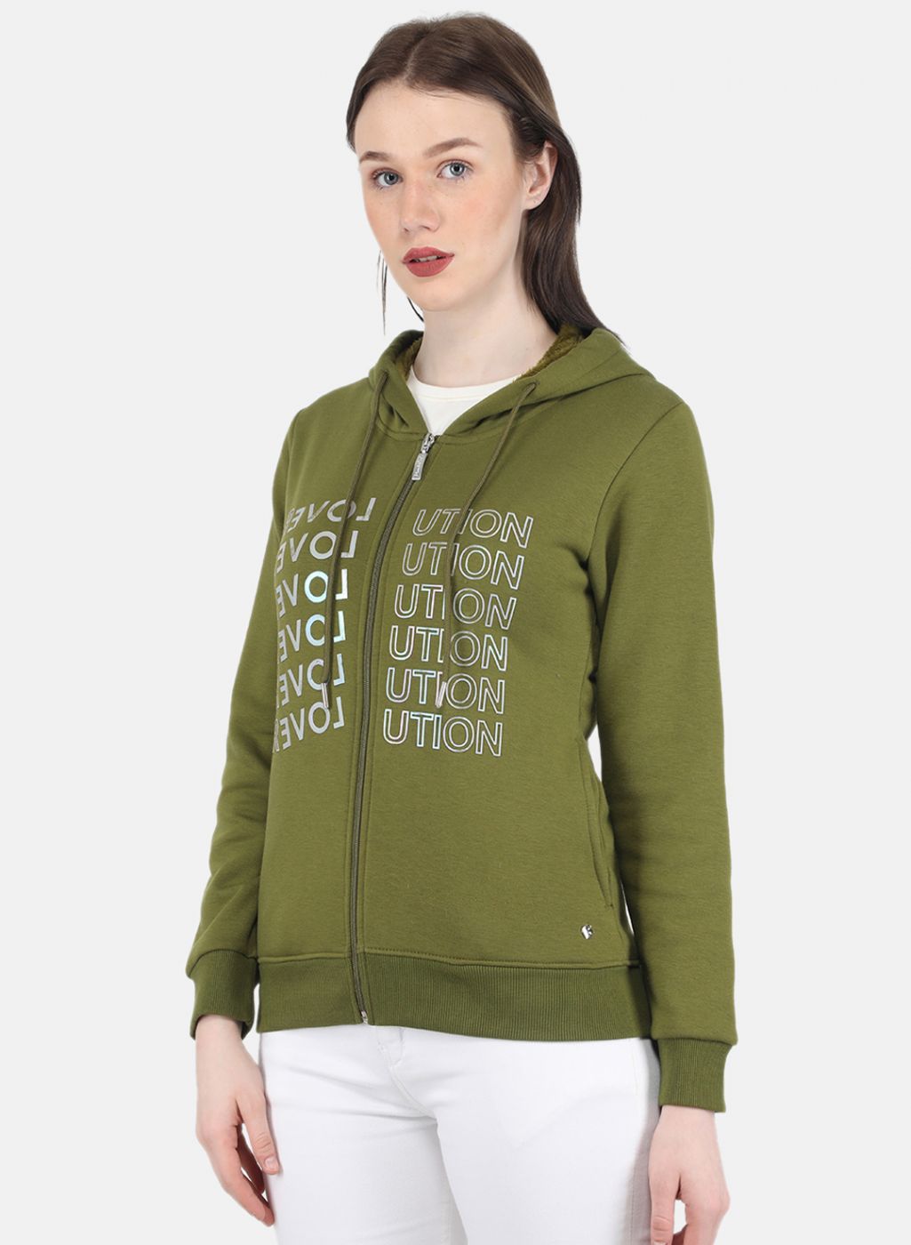 Women Green Printed Sweatshirt