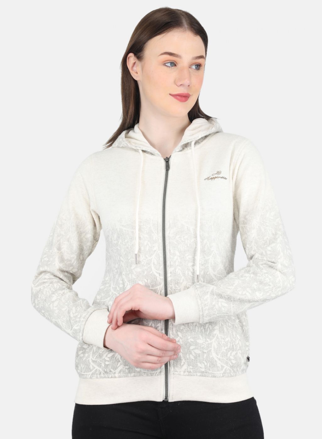 Women Beige Printed Sweatshirt