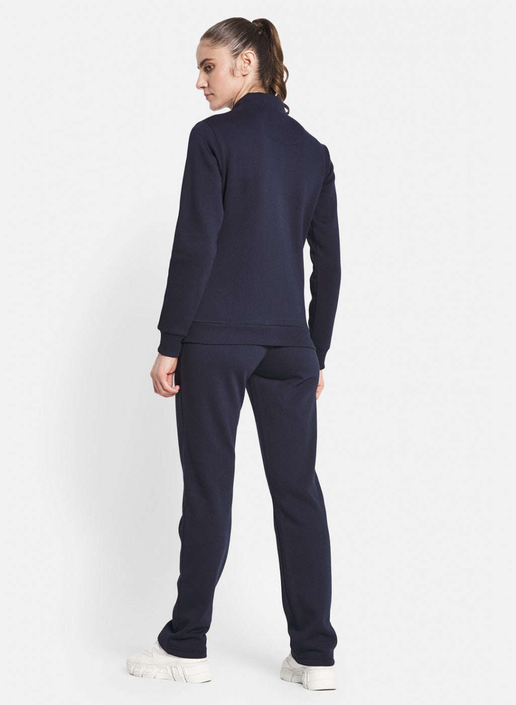 Women Navy Blue Solid Tracksuit