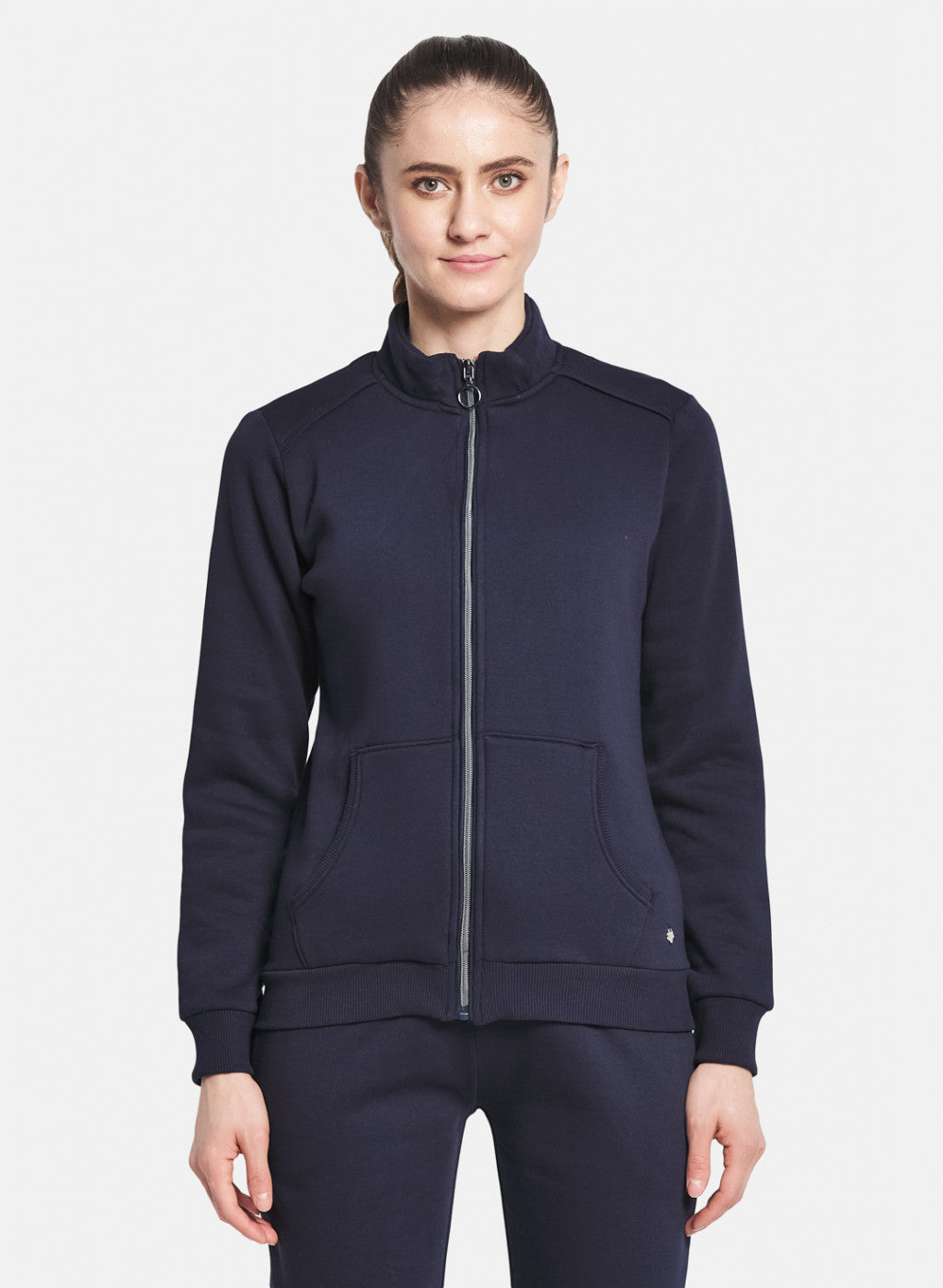 Women Navy Blue Solid Tracksuit