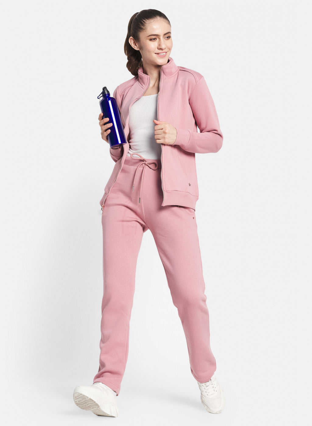 Women Pink Solid Tracksuit