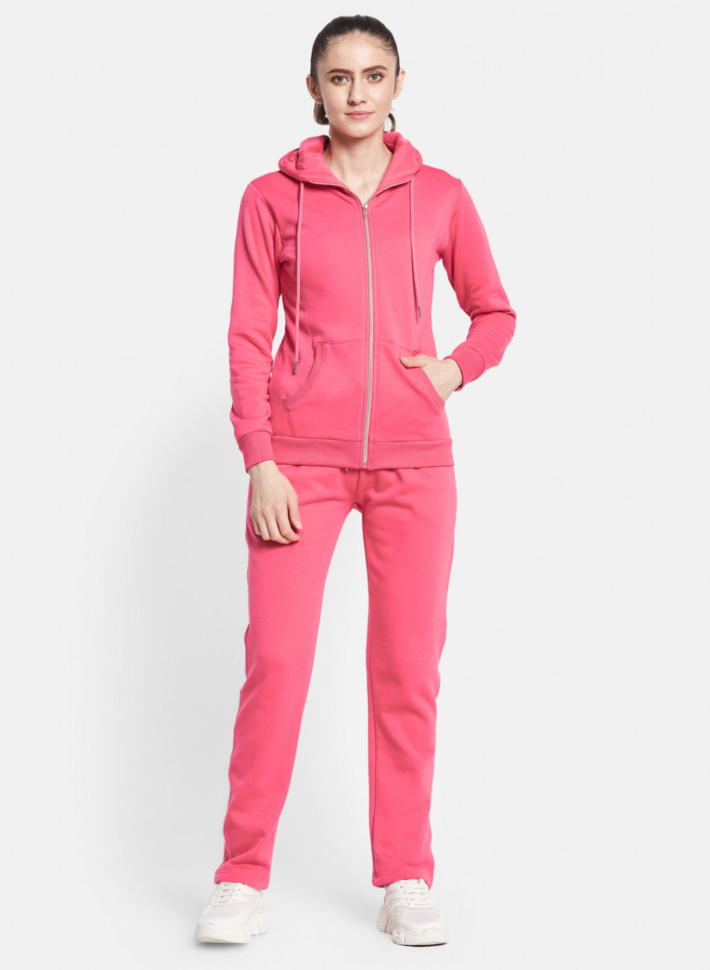 Women Pink Solid Tracksuit