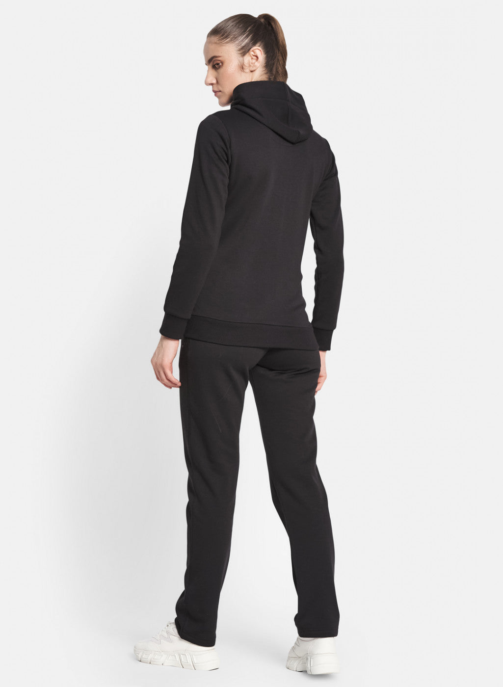 Women Black Solid Tracksuit