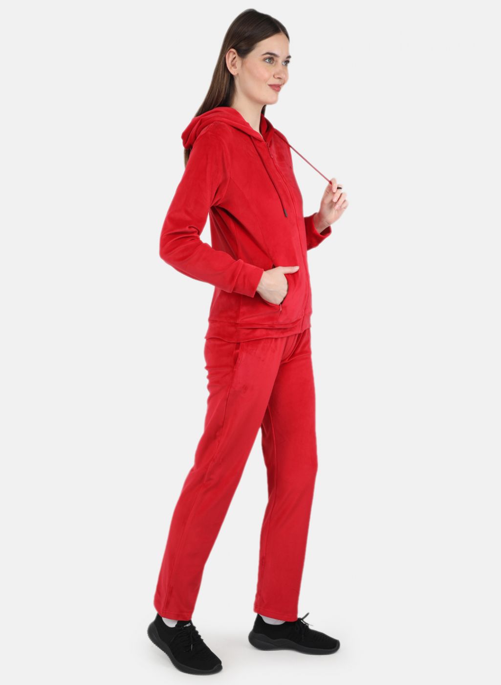 Women Red Solid Tracksuit