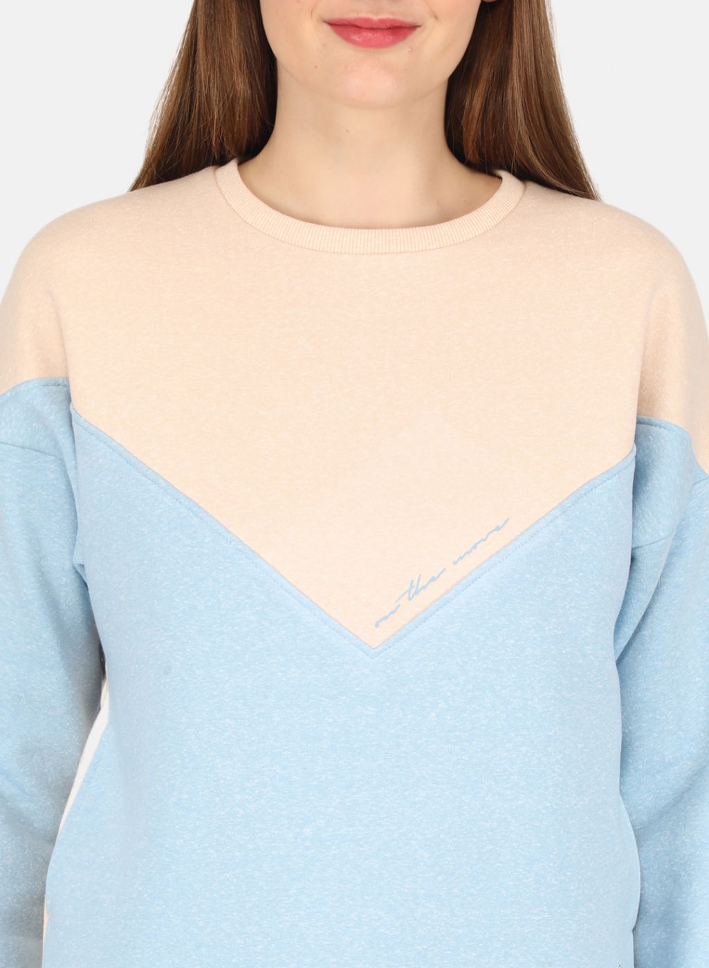 Women Blue & Peach Printed Tracksuit