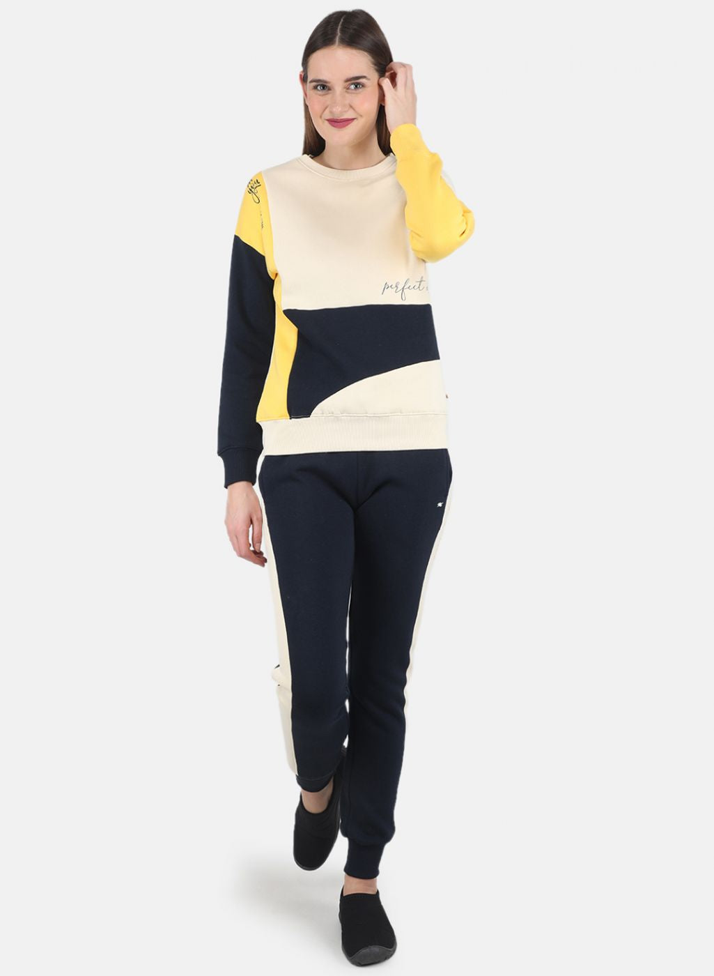 Women Beige Printed Tracksuit