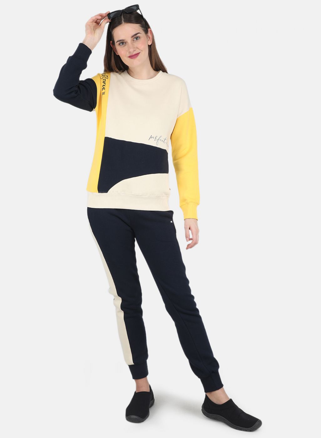 Women Beige Printed Tracksuit