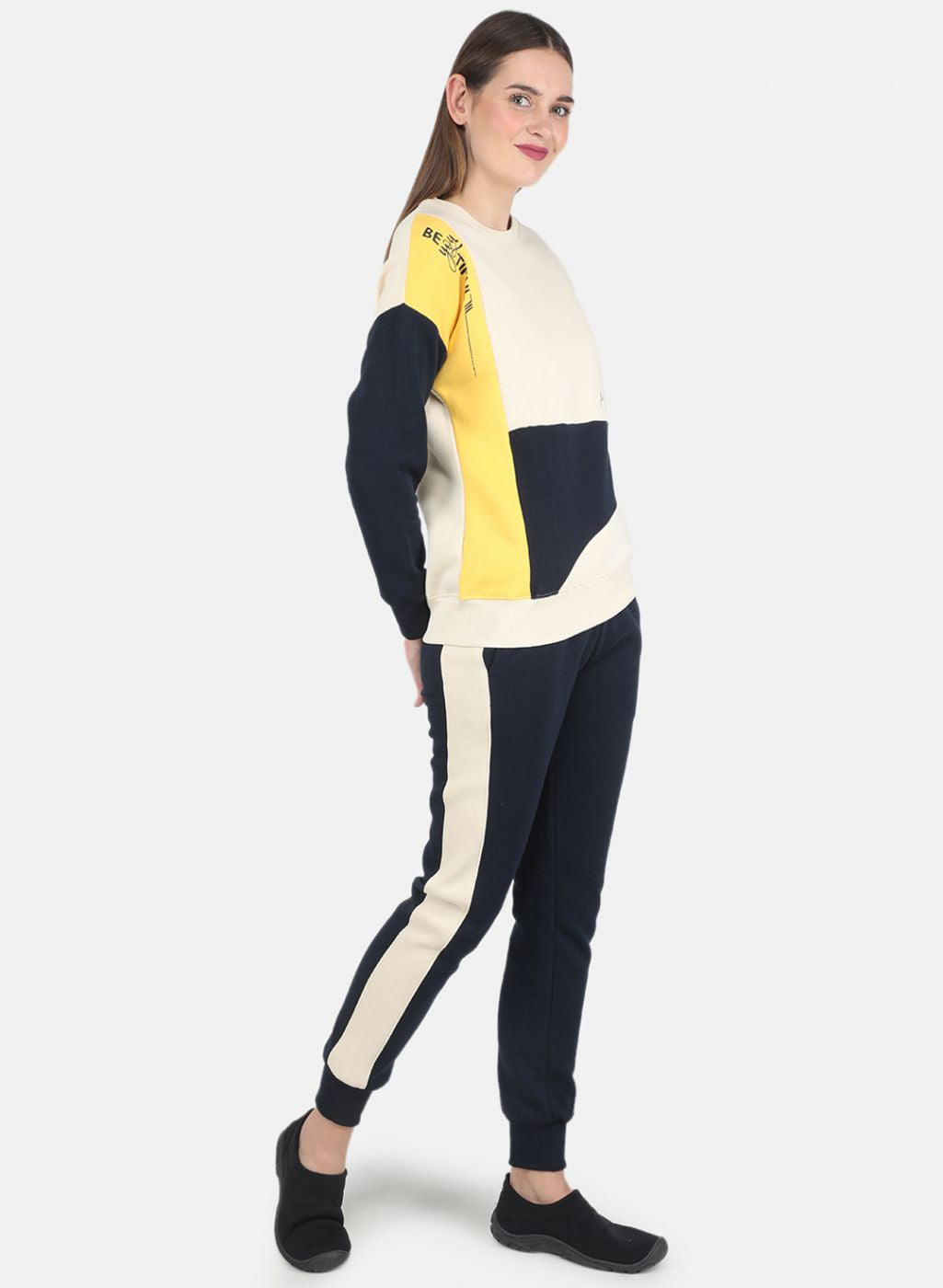 Women Beige Printed Tracksuit