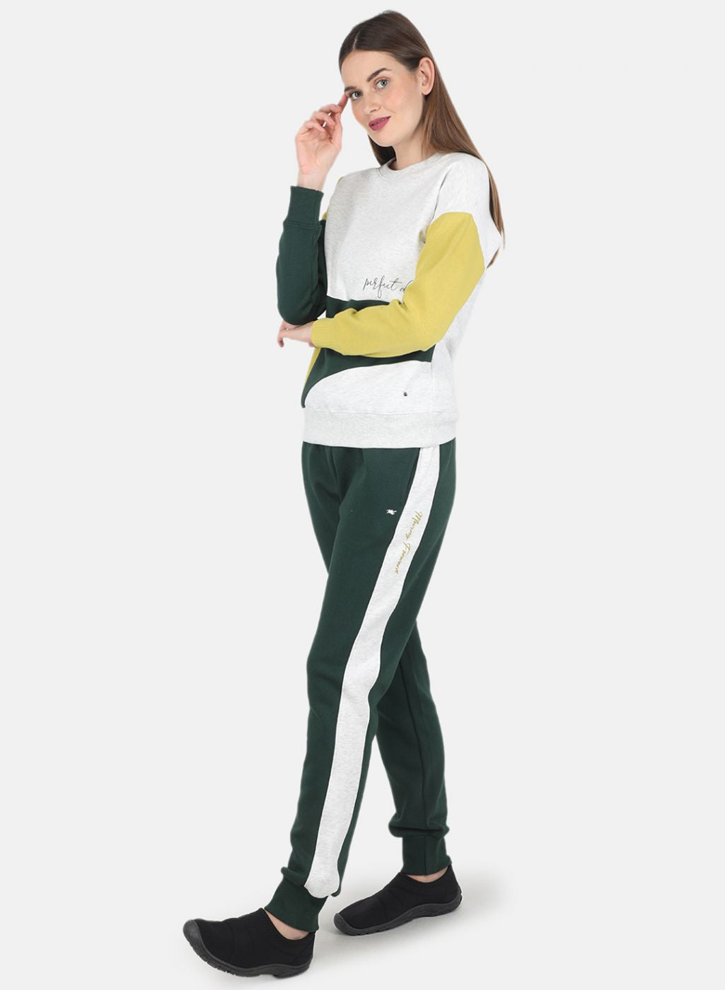 Women Off White Printed Tracksuit