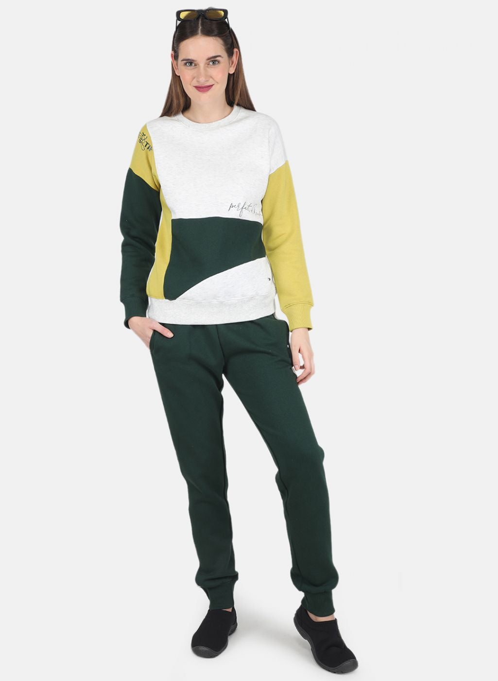 Women Off White Printed Tracksuit