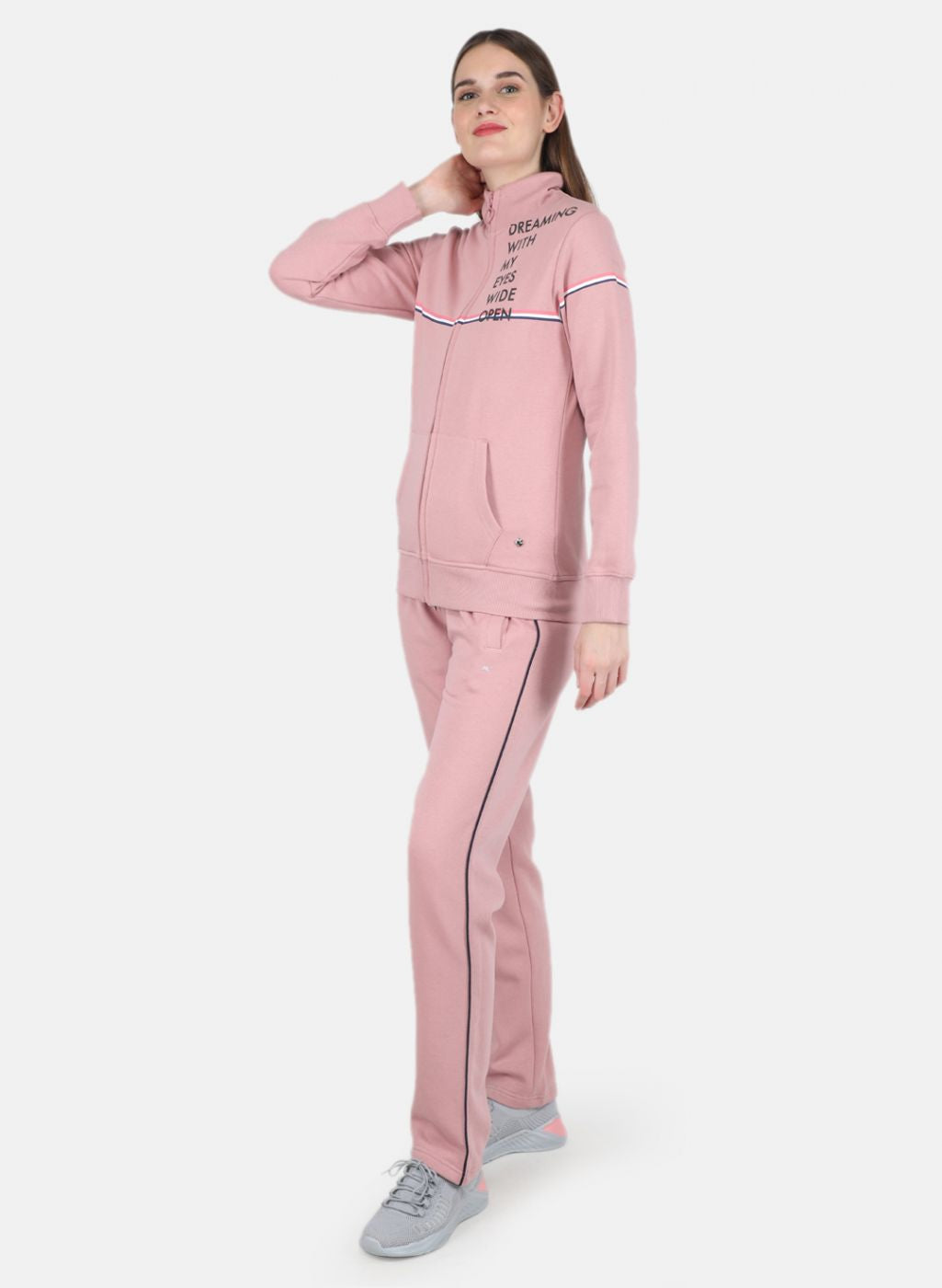 Women Pink Printed Tracksuit