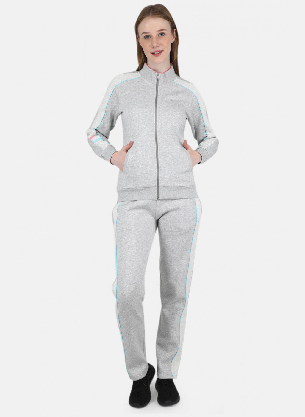 Women Grey Printed Tracksuit