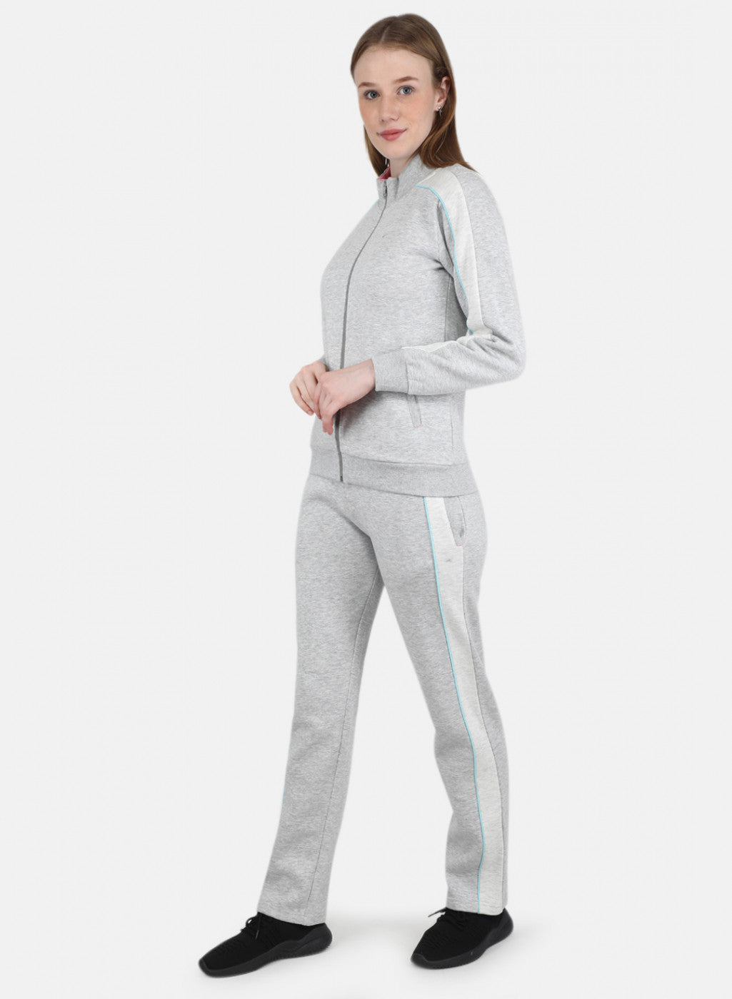 Women Grey Printed Tracksuit