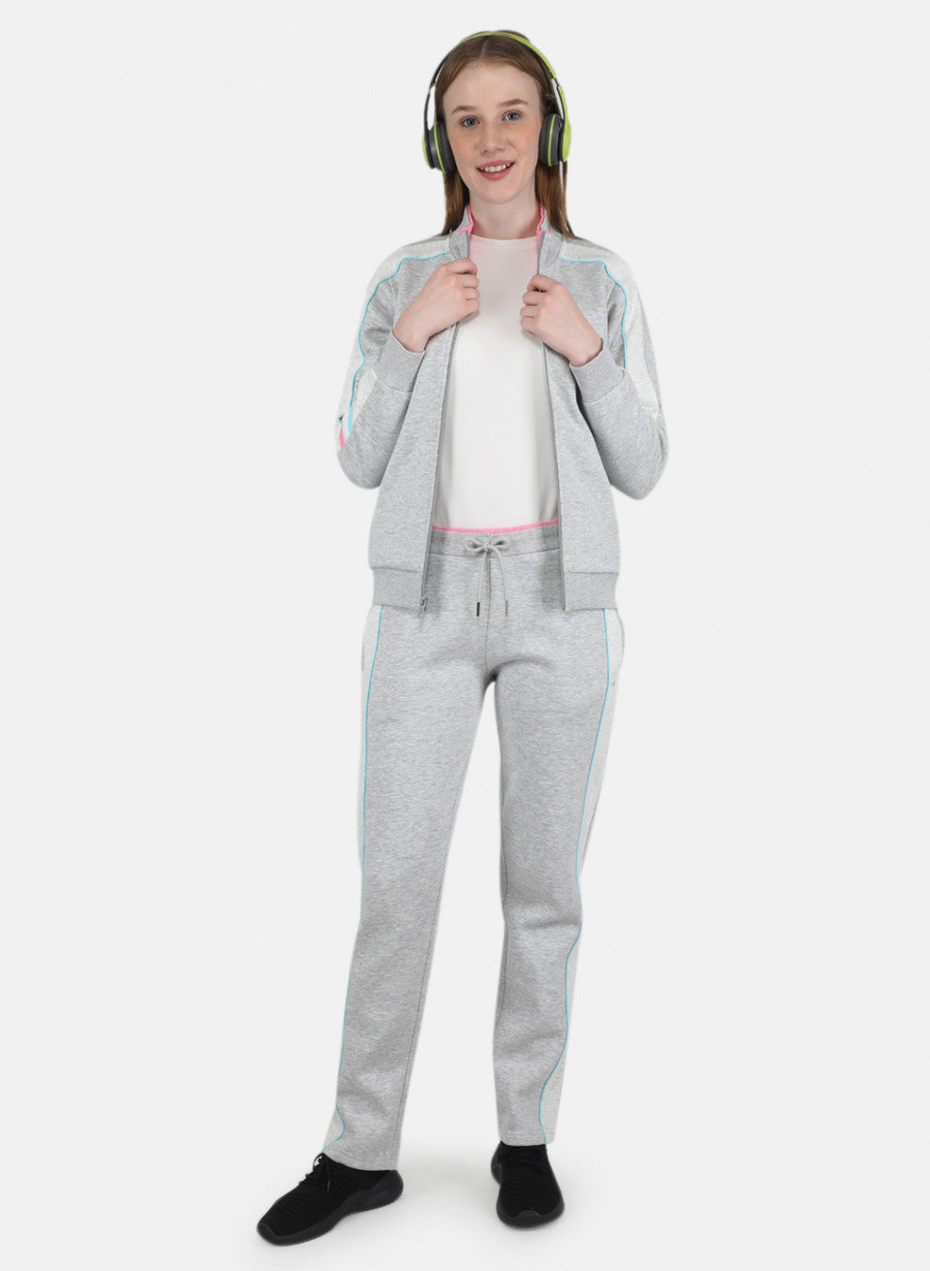 Women Grey Printed Tracksuit