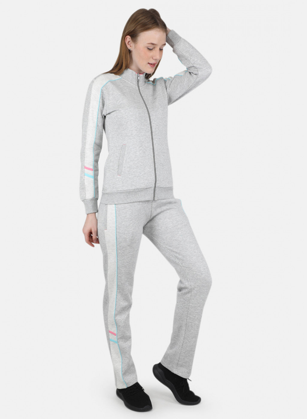 Women Grey Printed Tracksuit