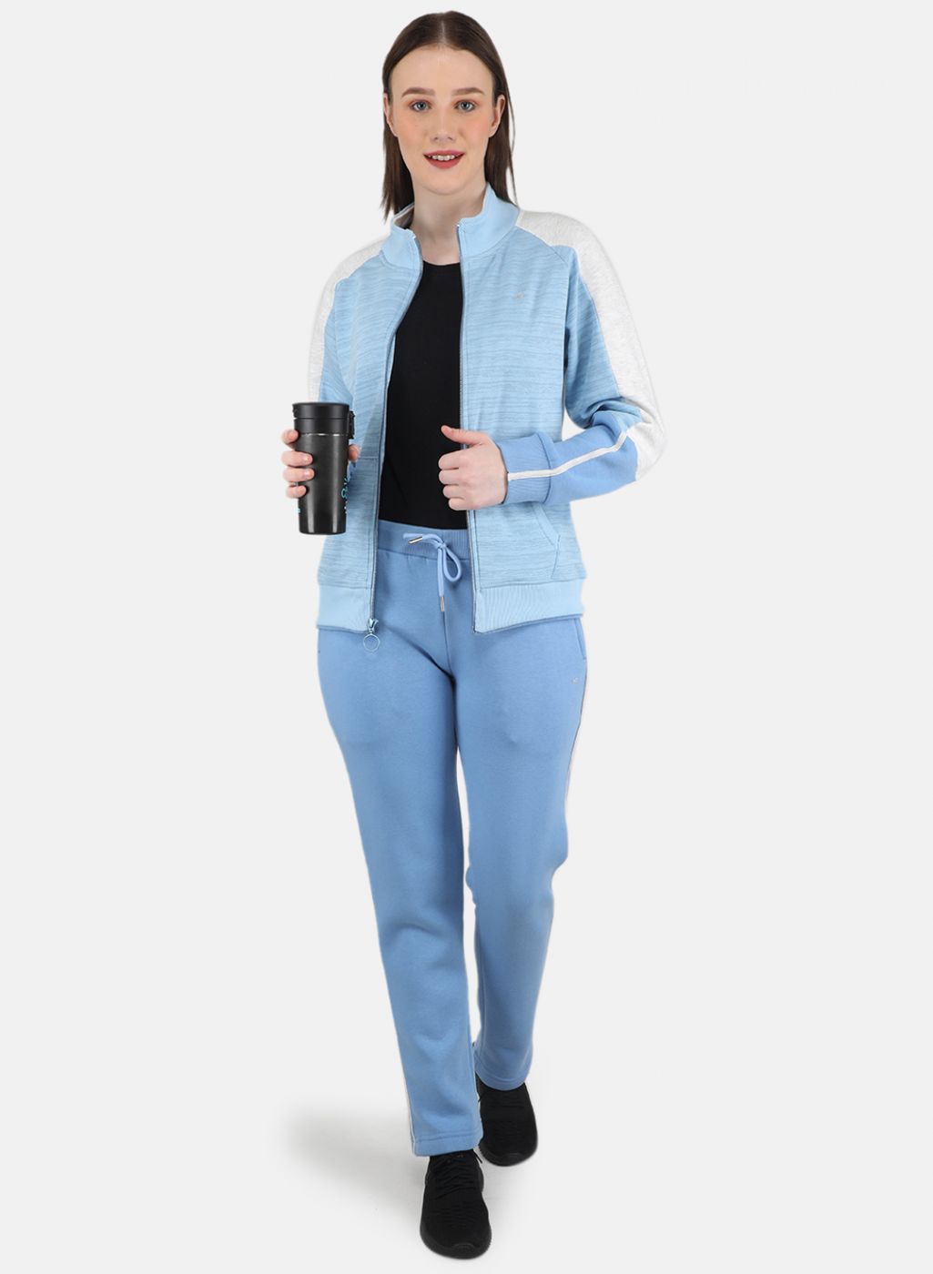 Women Blue Printed Tracksuit