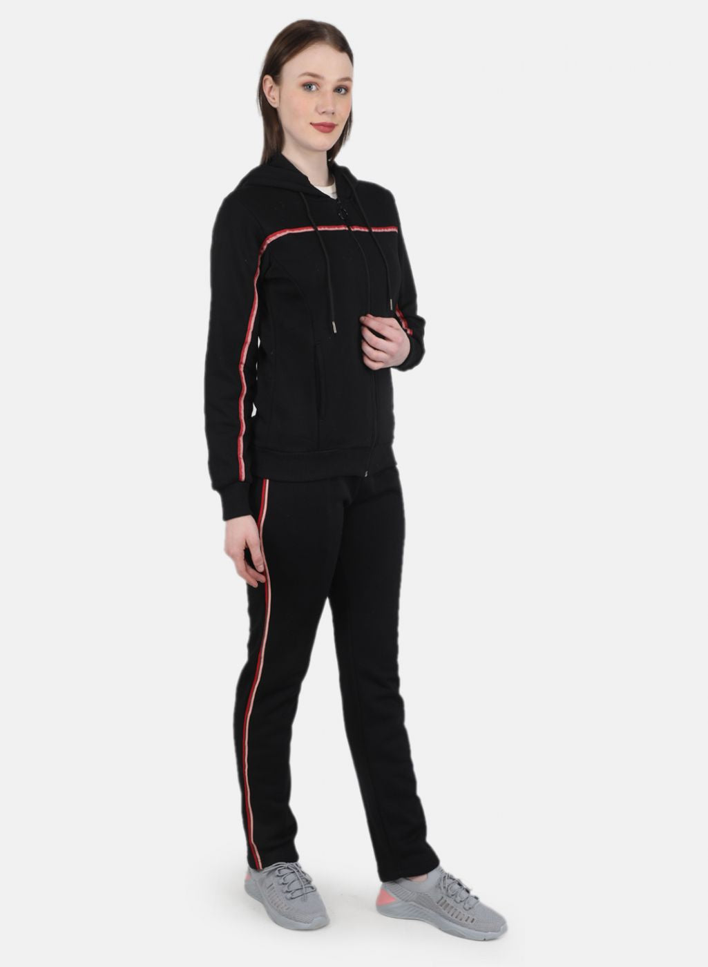 Women Black Solid Tracksuit