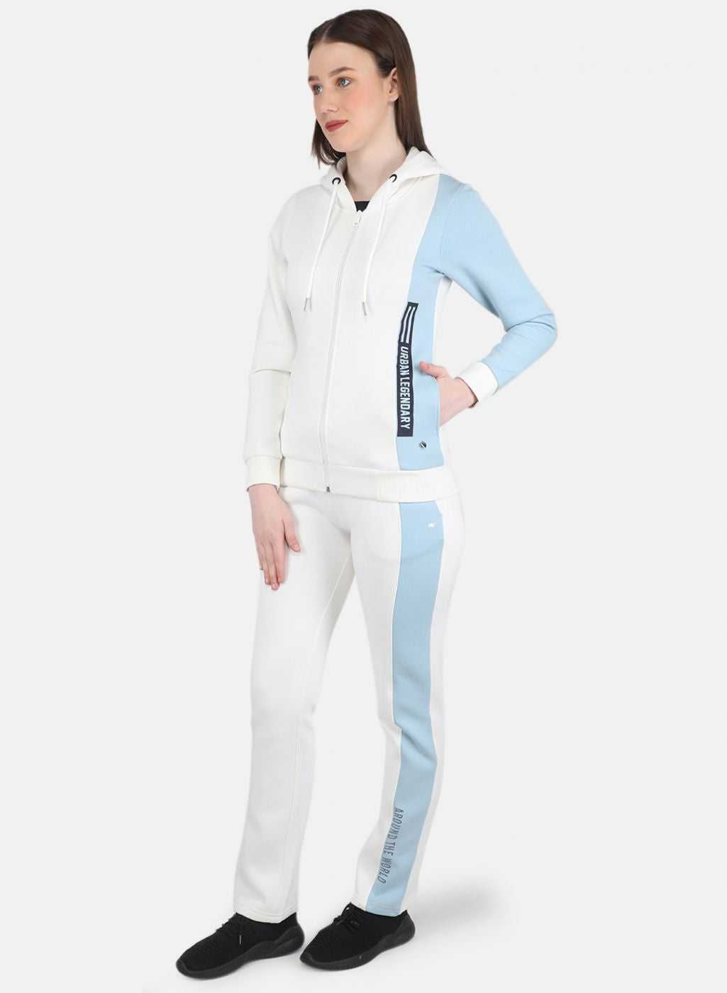 Women Off White Printed Tracksuit