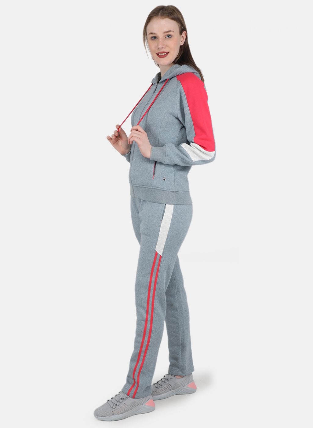 Women Grey Printed Tracksuit