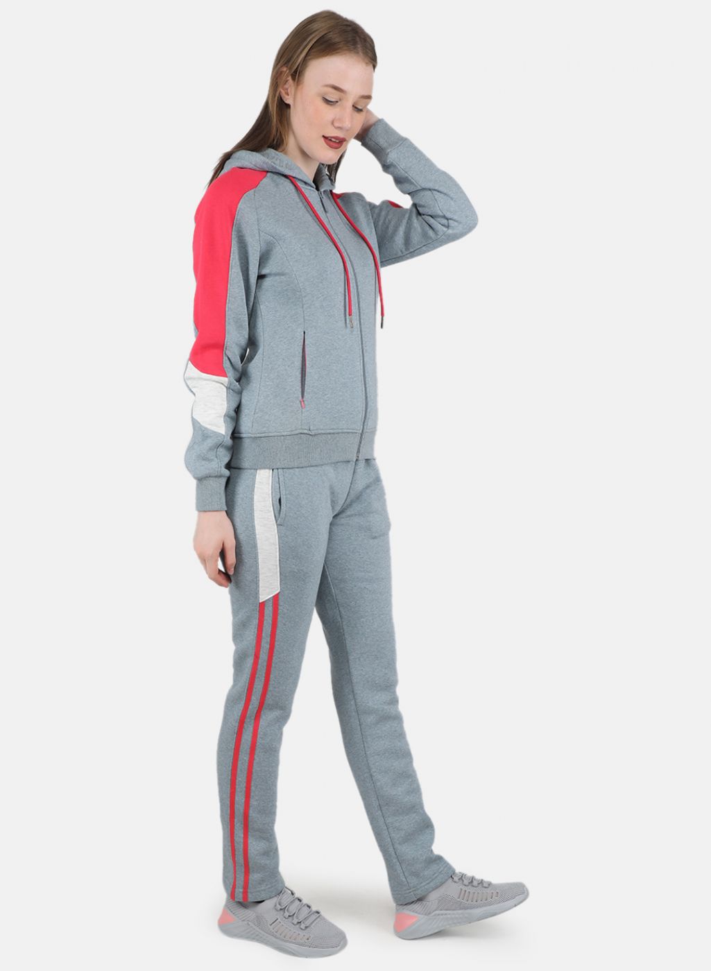 Women Grey Printed Tracksuit