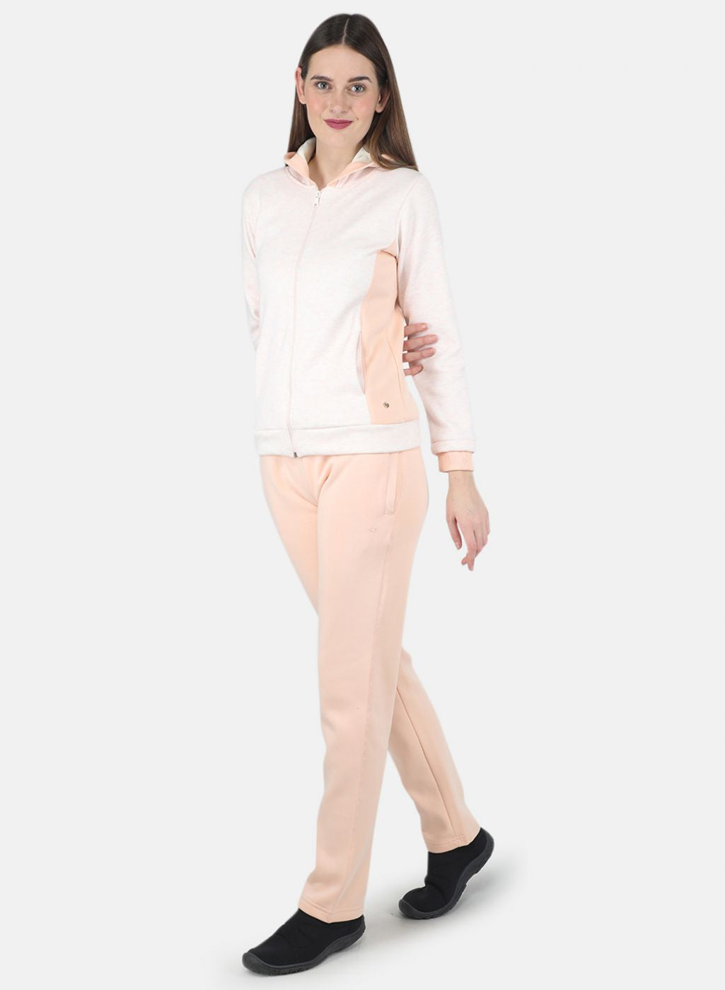 Women Peach Printed Tracksuit