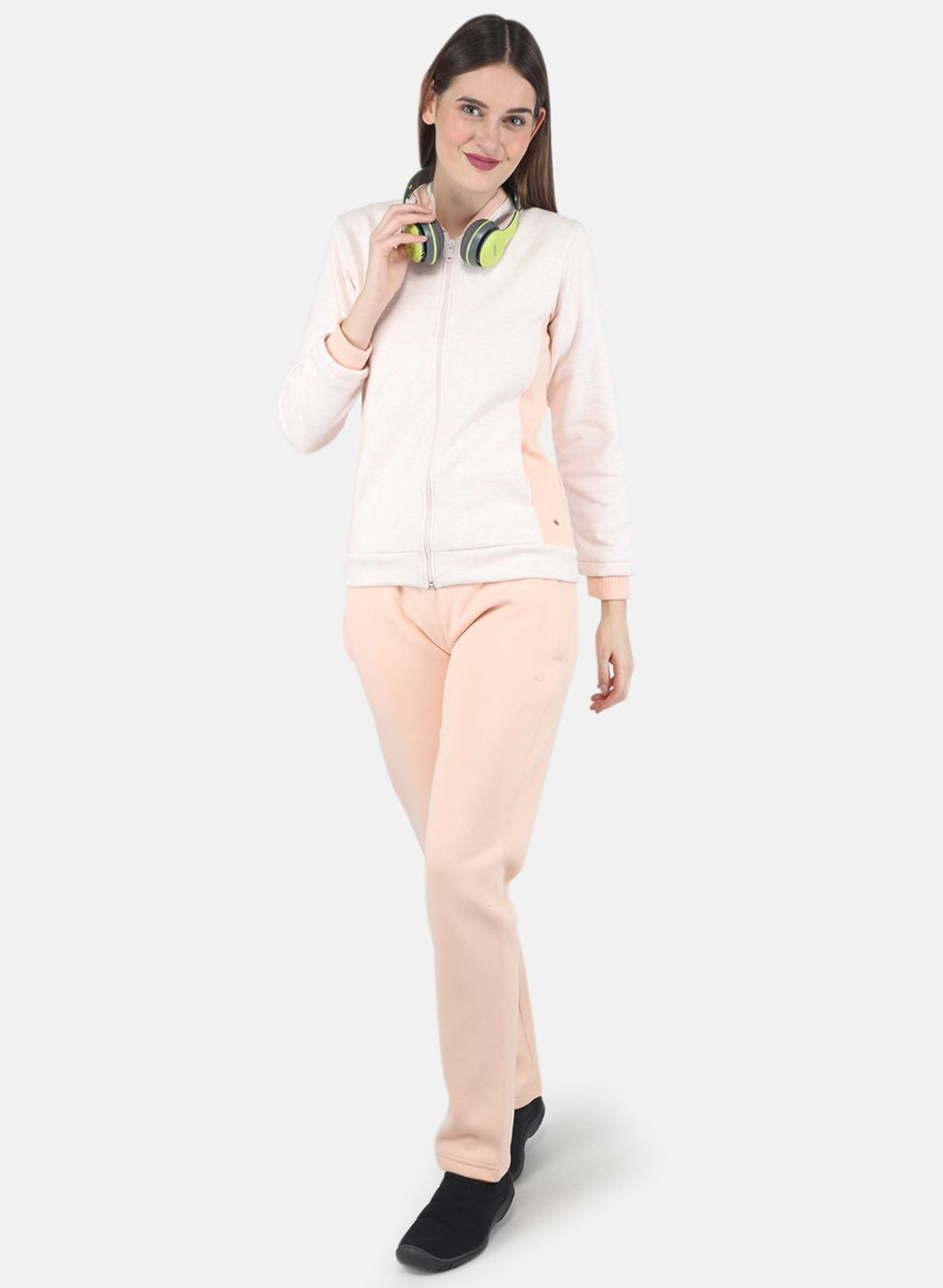 Women Peach Printed Tracksuit