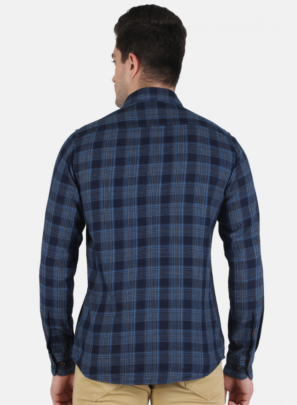 Men Blue Check Shirt