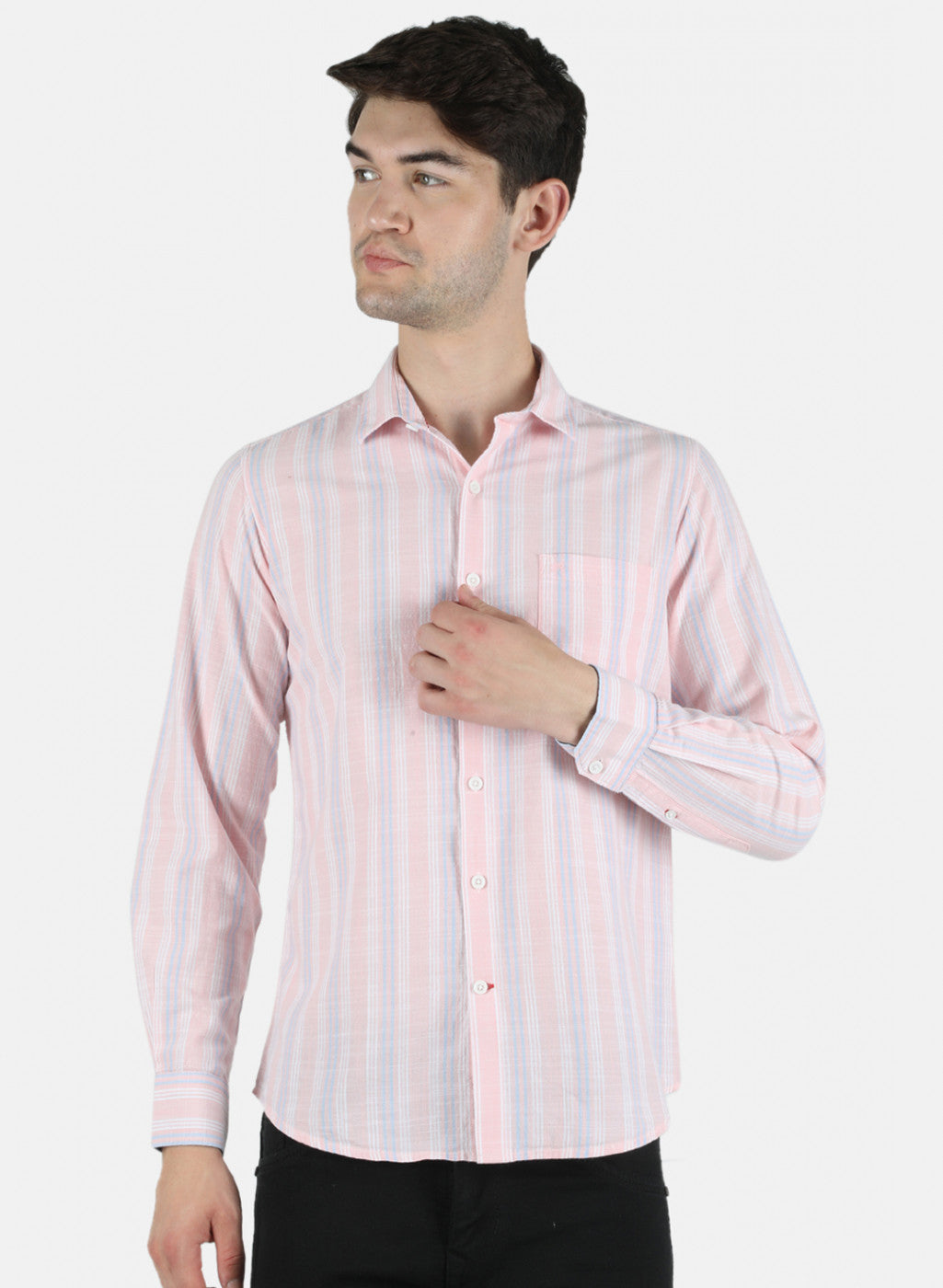Men Pink Stripe Shirt