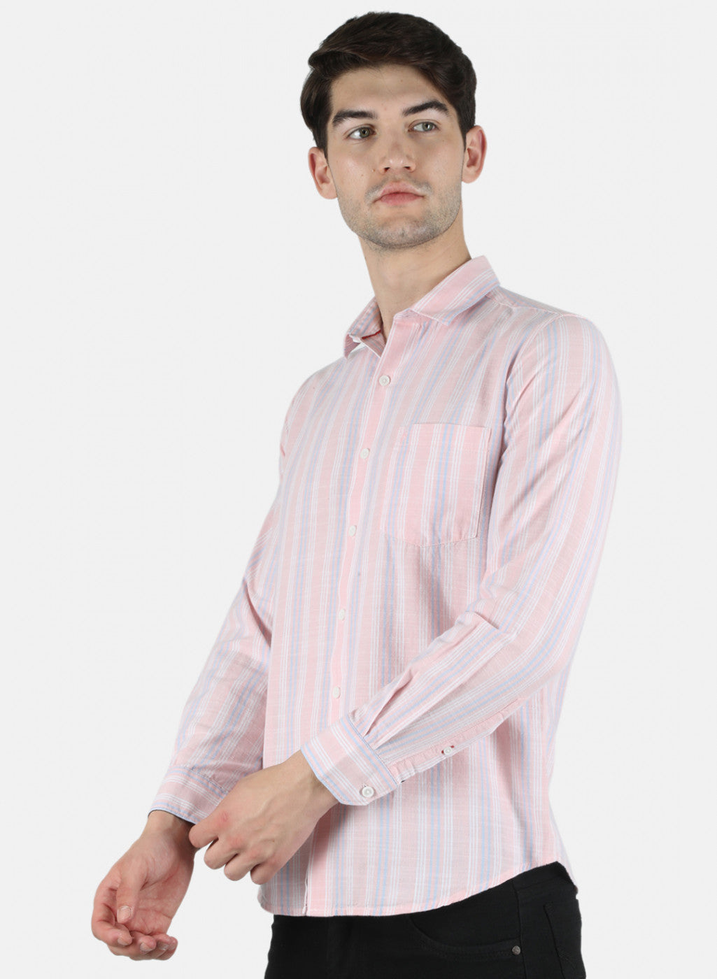 Men Pink Stripe Shirt