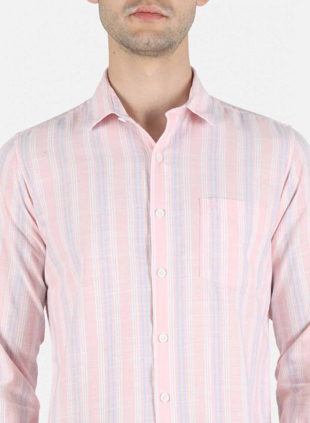 Men Pink Stripe Shirt